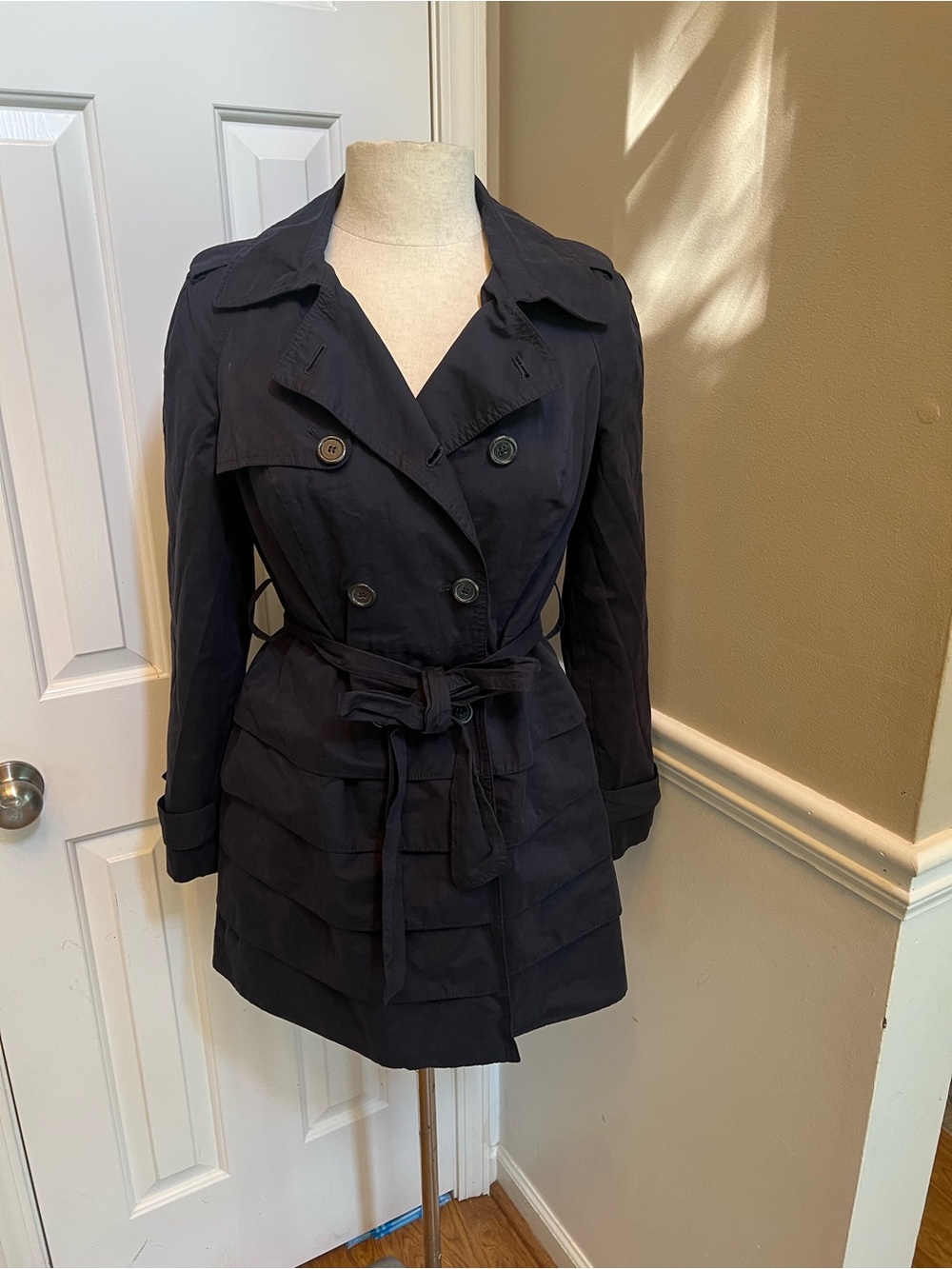 INC International Concepts dark navy Double-Breasted Belted Trench Coat